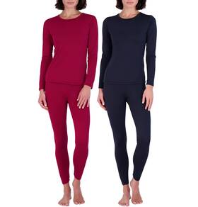 Real Essentials 196979003583 Womens Thermal Underwear Set 4 Pcs Fleece Lined Long Johns