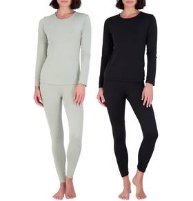 Real Essentials 196979006775 4 Piece Womens Thermal Underwear Set - For Women Fleece Li