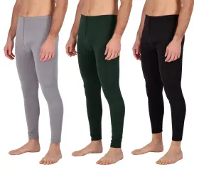 Real Essentials 196979047204 3 Packmens Thermal Underwear Base Layer Fleece Lined Fly Long Johns Bottom Pa