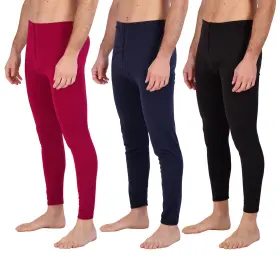 Real Essentials 691023937918 3 Pack Mens Thermal Underwear Base Layer Fleece Lined Fly Long Johns Bottom P