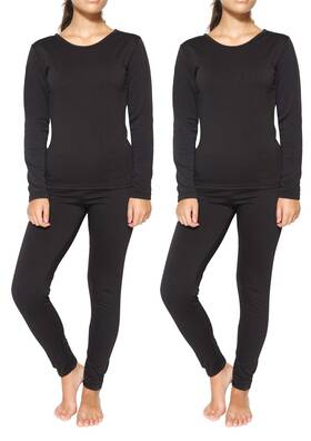 Real Essentials 691023938311 Women S Thermal Underwear Set 4pc Fleece Lined Long Johns Top Bottom Winter Cold