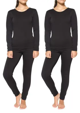 Real Essentials 691023938311 Women S Thermal Underwear Set 4pc Fleece Lined Long Johns Top Bottom Winter Cold