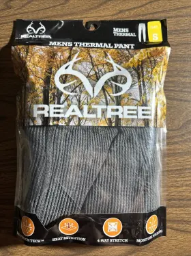 Realtree 636452887779 Mens Small Gray 4way Stretch Thermal Base Layer Heat Retention Pants