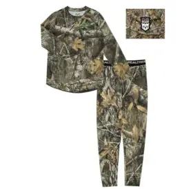 Realtree 730365421942 Youth Camo Base Layer Thermal Top And Bottom Set Sz Medium