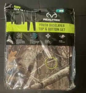 Realtree 730365421959 Youth Base Layer Thermal Top And Bottom Set L/g New