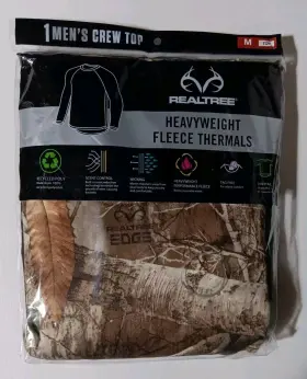 Realtree 730365511537 Men S Heavyweight Fleece Thermal Camo Crew Top Size Medium New