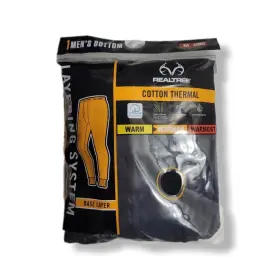 Realtree 730365546997 Mens Cotton Thermal Base Layer Bottoms Size M Black