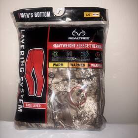 Realtree 730365547185 Heavyweight Fleece Thermal Bottom Mens Size Large 36-38 Waist New