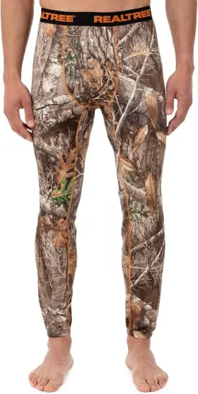 Wm9910 Realtree Edge Mens Lightweight Fleece Thermal Base Layer Camo Hunting Pants