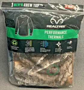 Ivo50068 Realtree Edge Scent Control Camo Performance Thermals Mens Crew Top Med 38-40