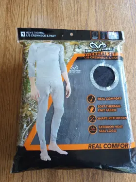 Slbni713090a Realtree Mens 2pc Thermal Set L/s Crewneck And Pant Black Sz 2xl