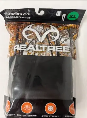 Slbnti713092e Realtree Women S 2pc Baselayer Set Black Size Xl Long Sleeve Hunting Winter