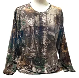 W323wm Realtree Real Tree Xtra Base Layer Women L 38-40 Thermal Crew Top Green Brown Camo