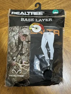 Wm8323 Realtree Mens Fitted Base Layer Thermal Underwear Bottom Black Xl 40-42 Inch