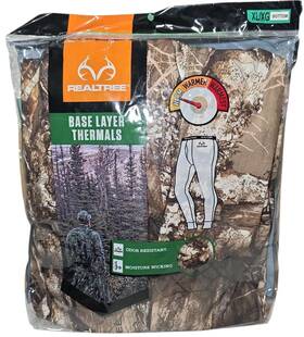 Realtree Wm8509 Base Layer Thermals Bottoms Mens Size Xl Camo Odor Resist Moisture Wick