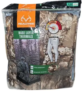 Wm8509 Realtree Base Layer Thermals Bottoms Mens Size Xl Camo Odor Resist Moisture Wick