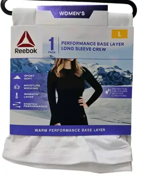 Reebok 000159515030 Warm Performance Base Layer Long Sleeve Crew White Womens Large