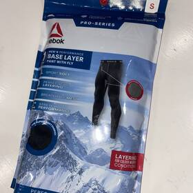 Reebok 1238-8257 Mens Base Layer Pant With Fly Pro-series Black Mesh Size Small New