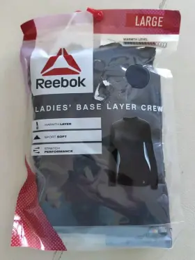 Reebok 766159283465 Women Base Layer Crew Grey Long Sleeve Size Large L New In Package