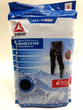 Reebok 766159386029 1 Pack Mens Base Layer Pant With Fly Pro-series Black Mesh Size Small