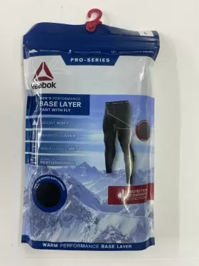 Reebok 766159386043 Mens Performance Base Layer Pant With Fly Pro Series Sport Soft Large