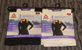 Reebok 766159514910 Womens Small Base Layer Long Sleeve Thermal Crew Tops Set Of 2