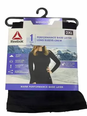 Reebok 766159514958 Women S 2xl Performance Base Layer Long Sleeve Crew Black Warm New