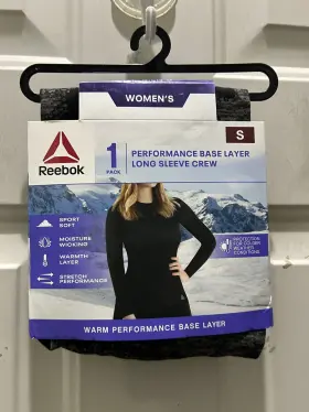 Reebok 766159514965 New Womens Warm Performance Base Layer Long Sleeve Crew. Size S