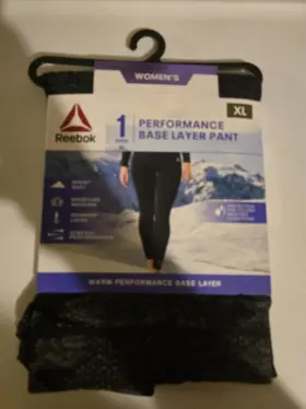 5424 Reebok 766159515146 Womens Base Layer Pants Xl Black Gray Thermal Long Underwear Poly #5424