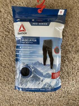 Reebok Rdm213bl905001 Pro-series Mens Performance Base Layer Pant Black S Moisture Wicking
