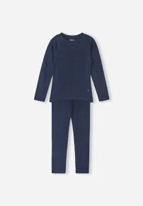 Reima 438429811930 Kids Merino Wool Blend Thermal Set - Kinsei In Navy Size 6/7 Years New