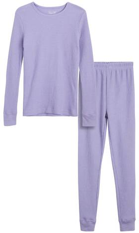 Rene Rofe 810044780468 Girlsft Thermal Underwear Set - 2 Piece Waffle Knit Top 3t Lavender