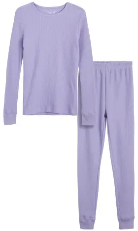 Rene Rofe 810044780468 Girlsft Thermal Underwear Set - 2 Piece Waffle Knit Top 3t Lavender