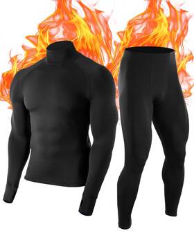 Roadbox Rbus-0209104-04 Mens Thermal Underwear Set Fleece Lined Long Johns Base Layer Top And Bottom