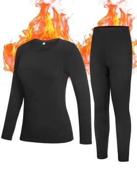 Roadbox Tfus0209052-07-black M Womens Thermal Underwear Sets Fleece Lined Long Johns Skiing Shirts And Pants B