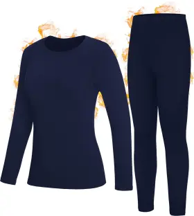 Tfus0209052-27-navy-m Roadbox Womens Thermal Underwear Sets Fleece Lined Long Johns Skiing Shirts And Pants B