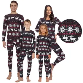 F149 Rocky F149- Christmas Reindeer Pajamas Set Family Men Women Boys Girls Thermal Underwear