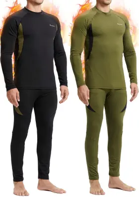 Romision 423233360483 Thermal Underwear For Men Fleece Base Layer Top And Bottom Set Insulat