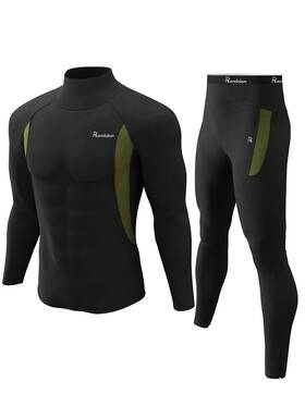Romision Sfm-18 Xg -bk-tn-nf-3xl Thermal Underwear Long Johns For Men Fleece Lined Base Layer Cold We