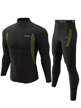 Bk-tn-nf-3xl Romision Sfm-18 Xg -bk-tn-nf-3xl Thermal Underwear Long Johns For Men Fleece Lined Base Layer Cold We