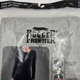 Rugged Frontier 724874074263 Nwt Thermal Set Womens Gray Waffle Quick Dry Crew And Pant Xl