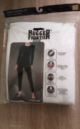 Rugged Frontier Rnx4365 Womens Thermal Base Layer Set Crew Top And Pant White M 2 Piece