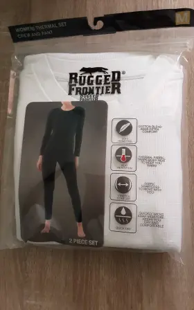 Rnx4365 Rugged Frontier Womens Thermal Base Layer Set Crew Top And Pant White M 2 Piece