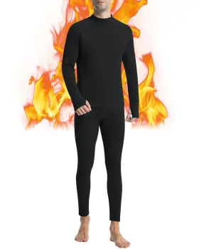 De0209105-02 Runhit Mens Thermal Long Johns Set Fleece Base Layer Small Black
