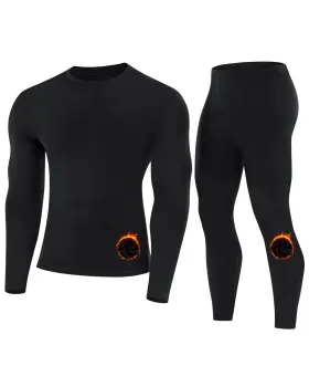 Move-fzms0209352-10-black-xl Runhit Thermal Underwear For Men Fleece Lined Long Johns Base Layer Top Bottom Set C