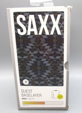 Saxx 688296419470 Medium Mens Ink Mesa Geo Quest Slim Fit Long Sleeve Crew Base Layer Top