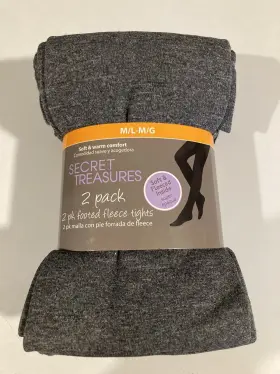 Secret Treasures 751038783204 New Two Pack Footed Fleece Tights Size Medium/large