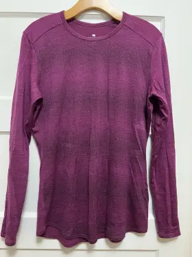 Rn132796 Segments Womens Base Layer Medium 100% Merino Wool Long Sleeve Top Shirt Magenta