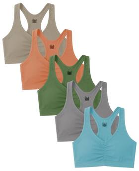 Sexy Basics Sbw001 Womens Cotton Spandex Racer Back Bra 4 Way Stretch Pullover Workout Sport