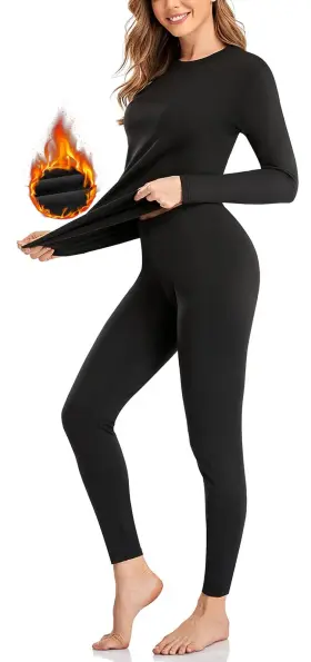 20220804-wu02-12 Simiya Thermal Underwear Set For Women Long Johns With Fleece Lined Sleeves Bas